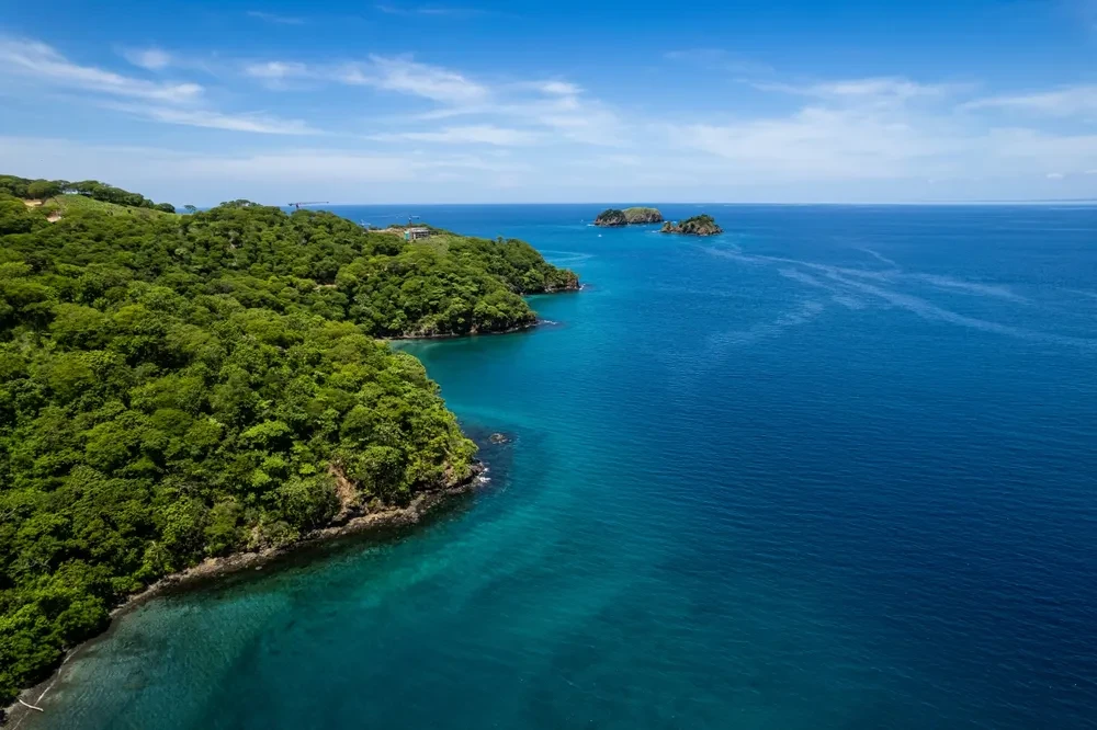Remote coastline of Cocos Island Costa Rica, famous for hammerhead shark diving and offshore expeditions